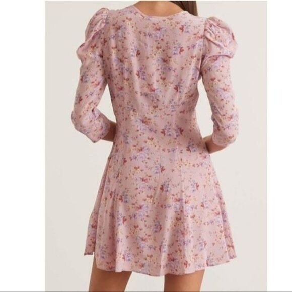 LoveShackFancy Juree Mini Dress 100% Silk Dress Pink Dust SZ6 Whimsigoth Fairy - Picture 2 of 11